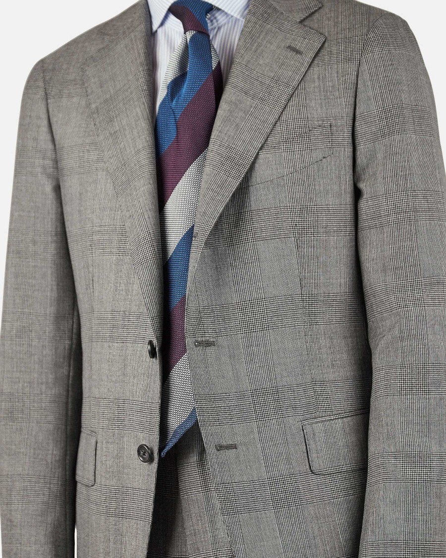 Men Cavour Suits | Mod 2 Tropical Glencheck Suit Grey — Cavourmatt